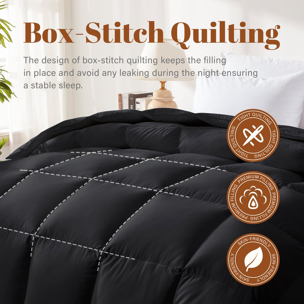Feather and Down Fiber Comforter Insert, 100% Cotton Cover
