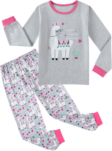 Girls Pajamas Kids Cotton Pajama Sets Piece Long Sleeve Pjs Comfy Girls Sleepwear