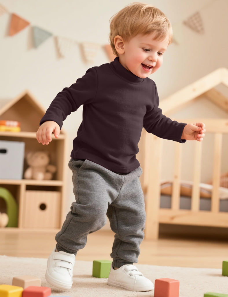 3 Pack Toddler Boy Mock Turtleneck Shirts Long Sleeve Cotton T-Shirt