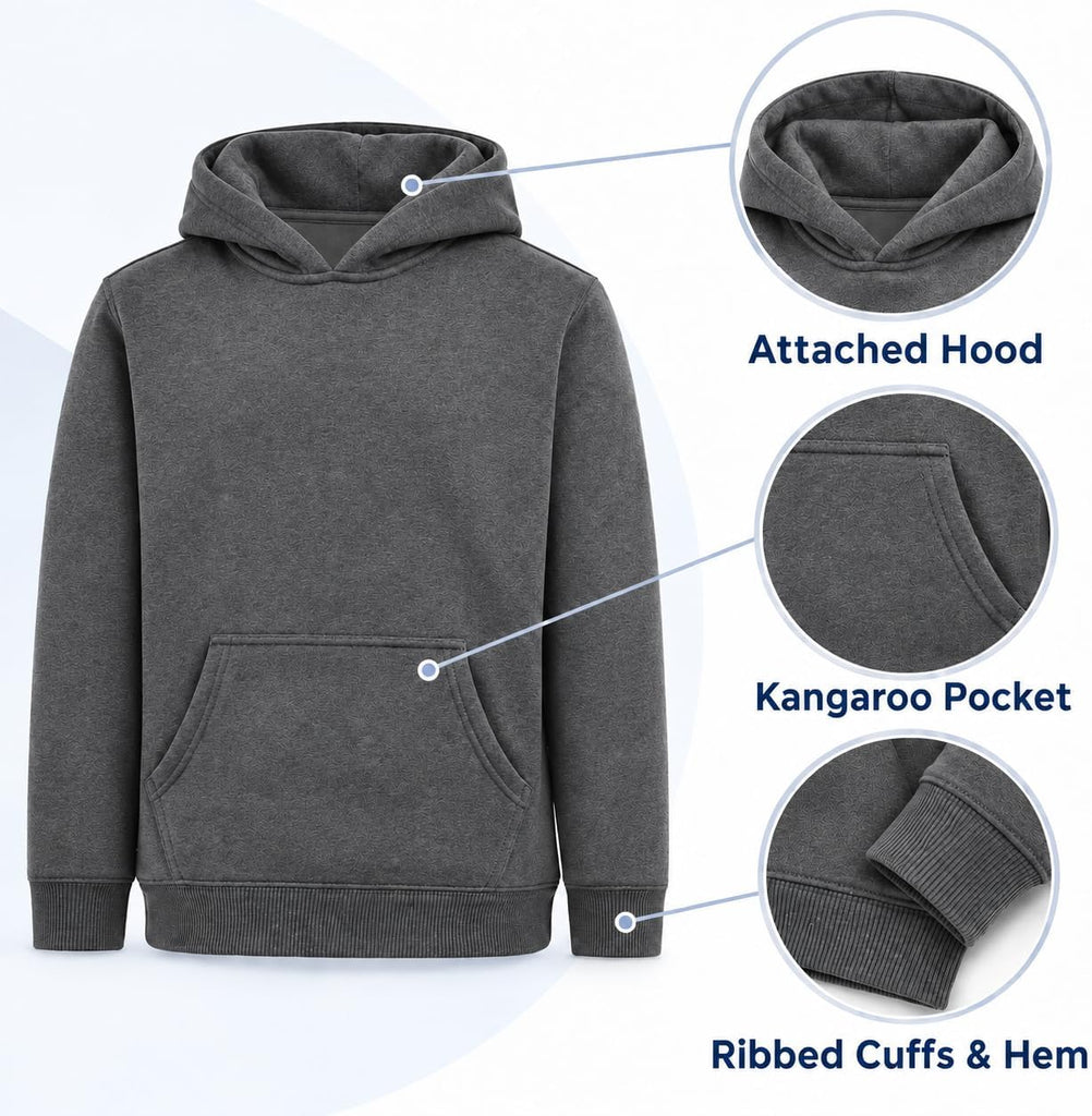Boys Hoodies 3 Pack Fleece Pullover & Zip-Up Sweatshirts for Boys Kids Youth Plain Basic Everyday Wear