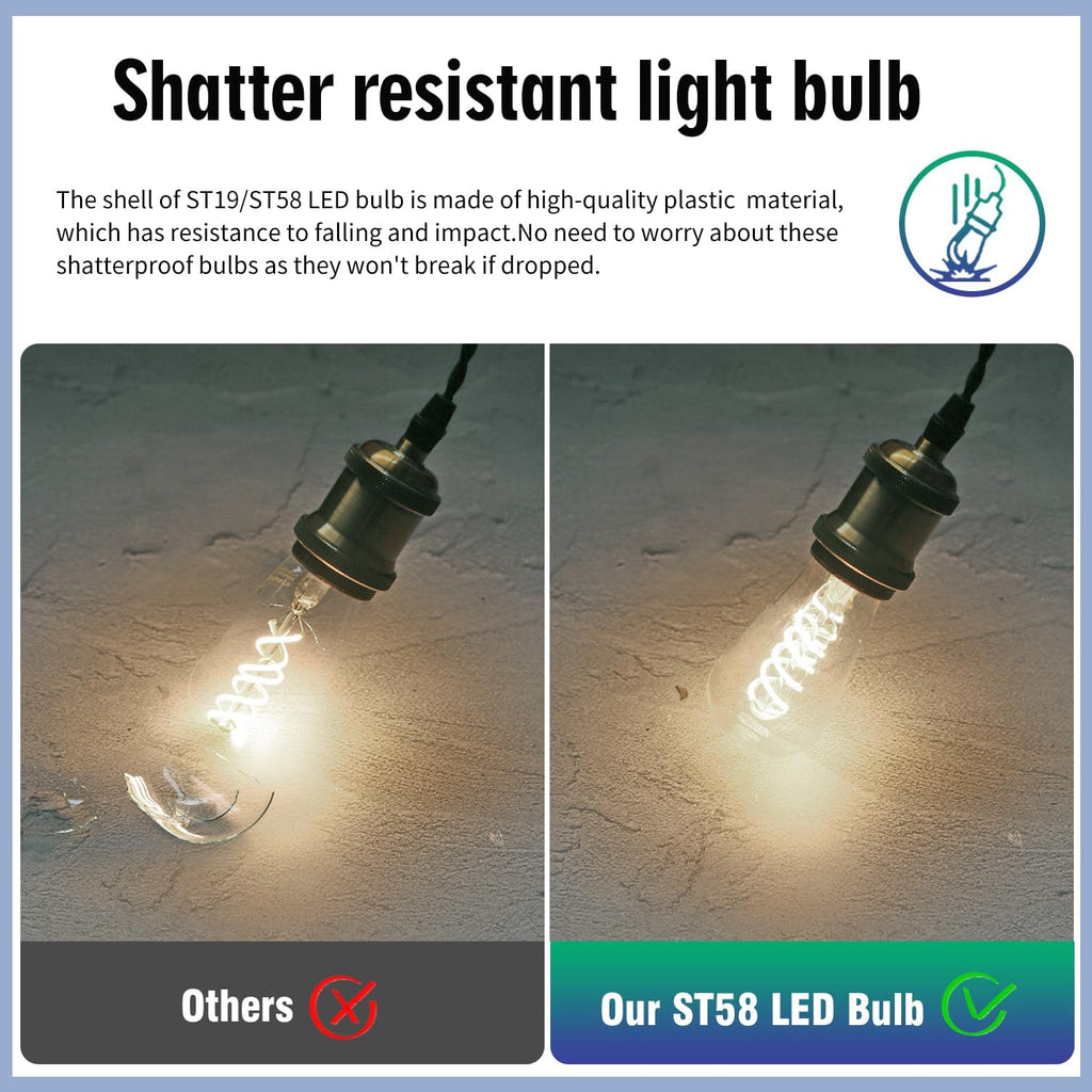 6Pack Dimmable Vintage LED Edison Bulbs, Neutral White 4000K
