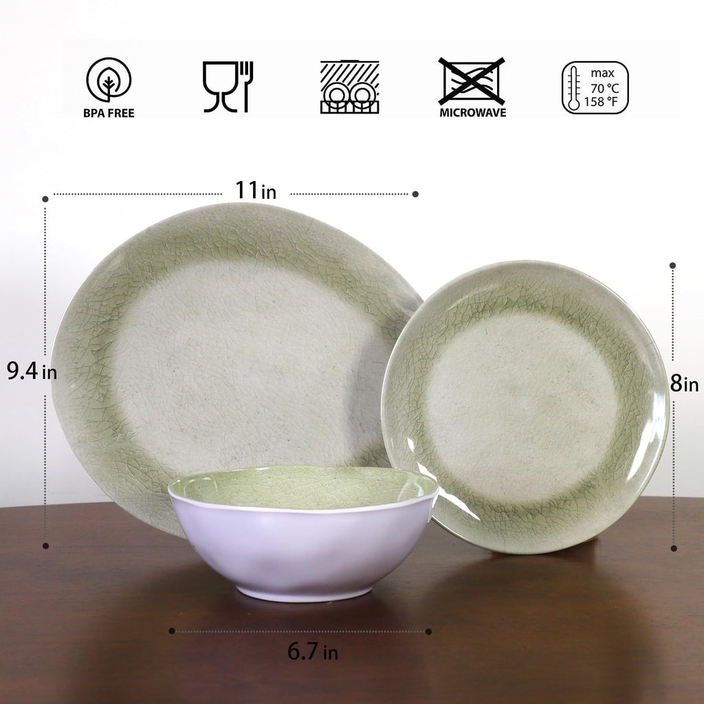 Melamine plates and bowls sets, Dishes Set for 4, Unbreakable Dinnerware Sets, Lightweight and Dishwasher Safe, Great