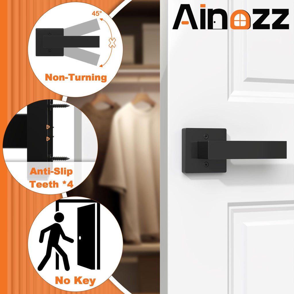 Dummy Door Handles Interior Closet Black Pack of 2 Without Latch