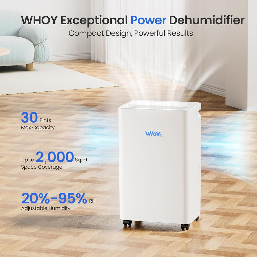 30 Pints Smart Dehumidifier with WiFi App, for Home & Bedroom Up to 2,000 Sq. Ft.