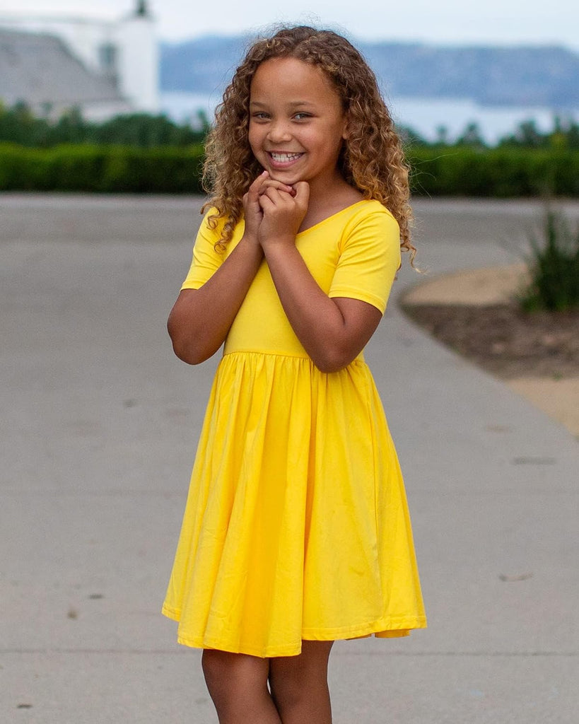Girls Cotton Short Sleeve Twirl Skater Dress