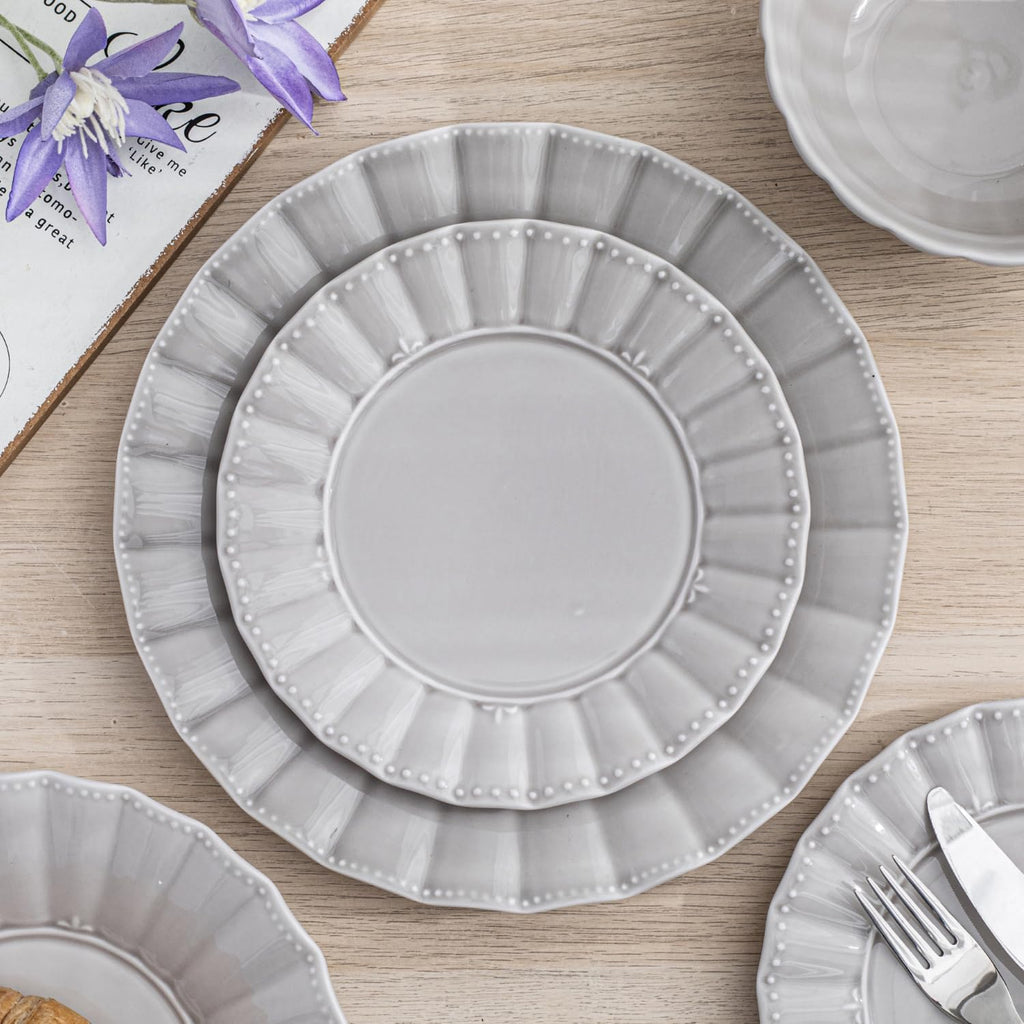 Dinnerware set, 12 Piece plates and bowls sets for 4, Ceramic Modern dish set for party, Porcelain dish set, House