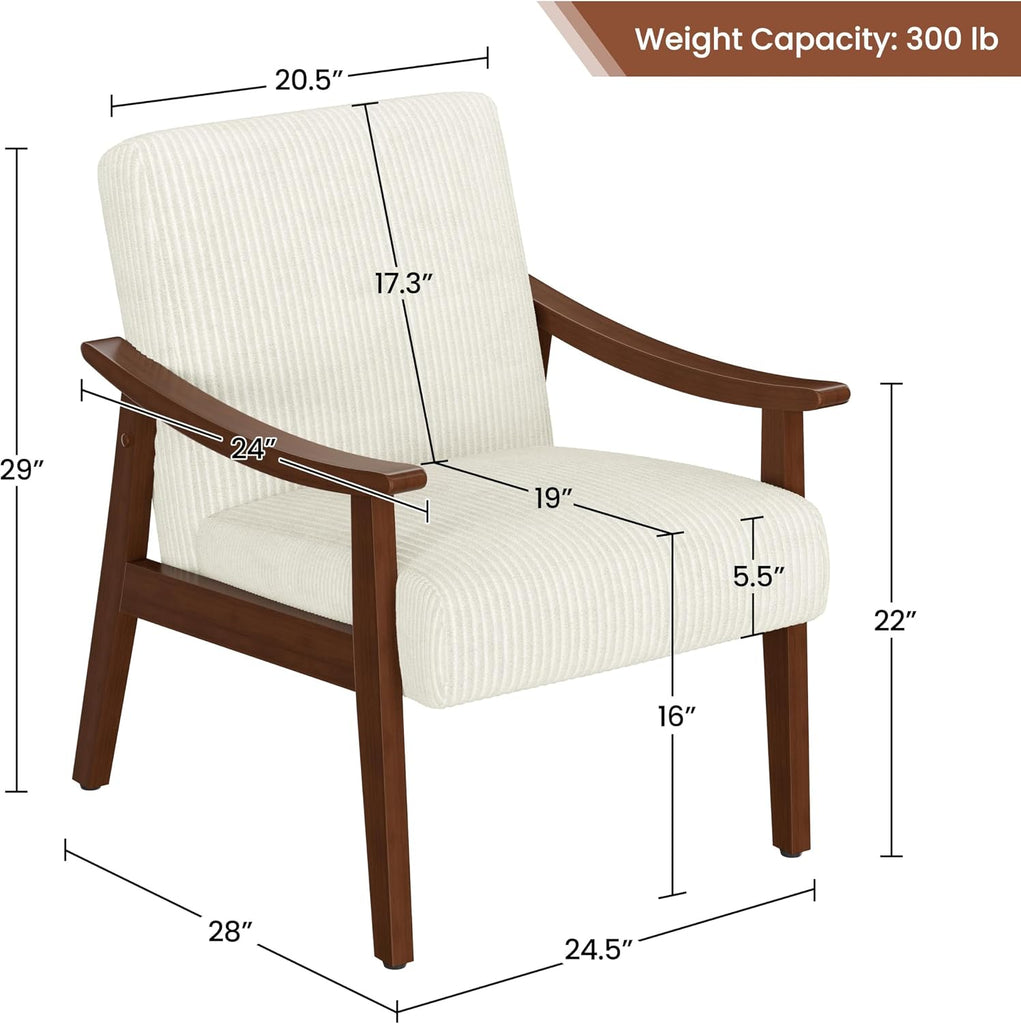 Accent Chairs, Mid-Century Faux Leather Armchairs, Beige - Set of 2