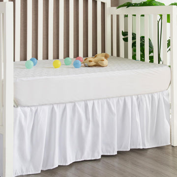 Crib Bed Skirt, Fits 52"x28" Crib with 14" Drop Ruffle Crib Slirt