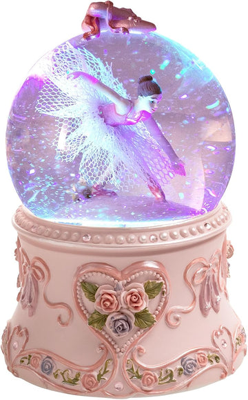 Ballerina Snow Globe Music Box with LED Lights - Classic Ballet Dancer Gift, Clear Glass Globe, Perfect for Ballet