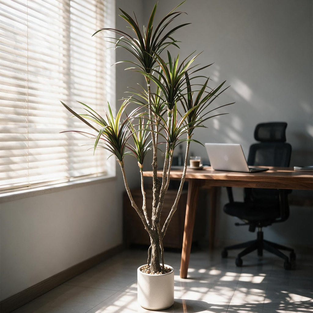 Dracaena marginata Artificial Plant 5.2ft, Faux Dragon Tree in Pot
