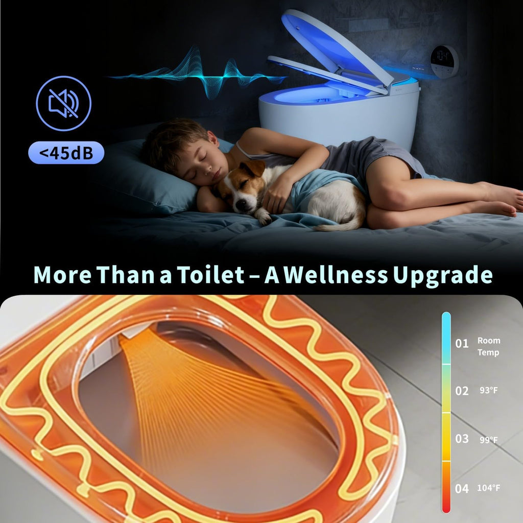 Smart Toilet with Heated Seat & Auto Open/Close Lid in ADA Height 17" | Dual Flush 1.0/1.27 GPF