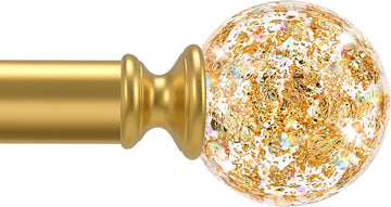Gold Decorative Crystal Curtain Rods, 1" Heavy Duty Adjustable
