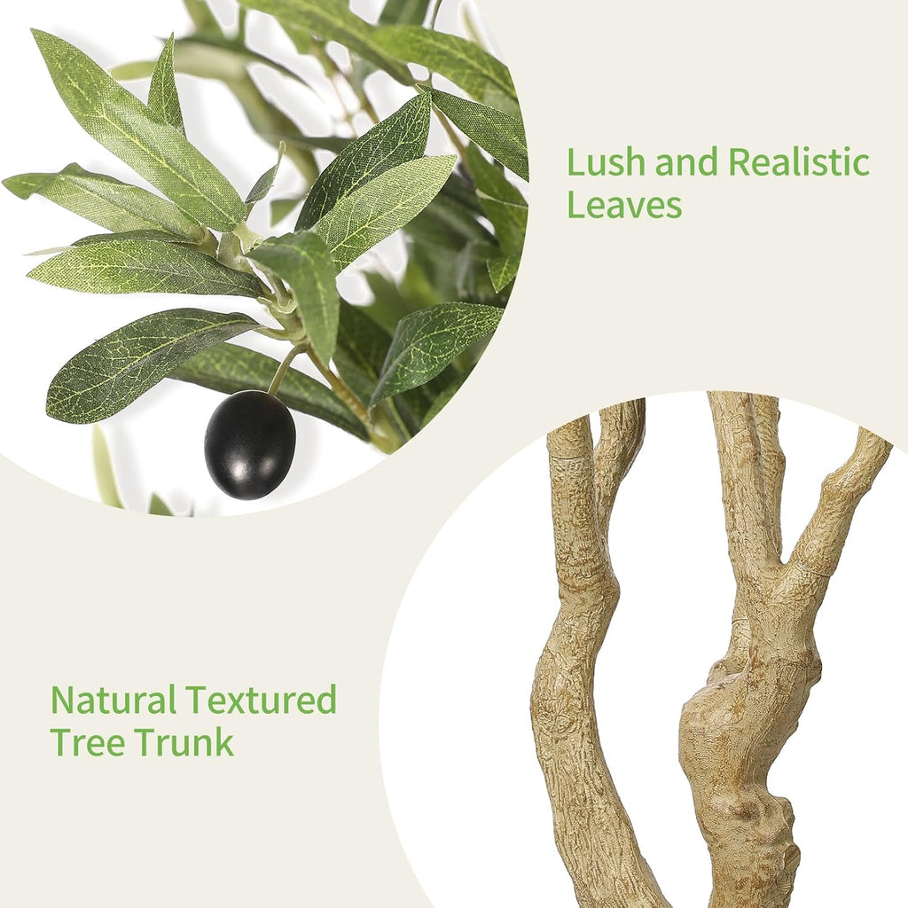 Large Artificial Olive Tree 8ft with Thick Trunk & Realistic Leaves