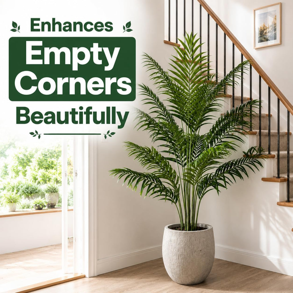 5ft Artificial Palm Tree - Realistic Fake Palm Tree Decor - Large Tropical Faux Palm Tree, Low Maintenance Artificial