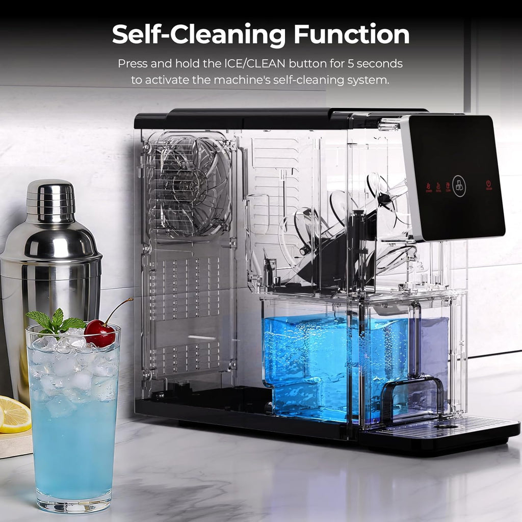 Countertop Nugget Ice Maker, Self-Cleaning Portable Ice Machine, 33 lb/24H, 1.8L Water Tank, 1.5 lb Ice Storage