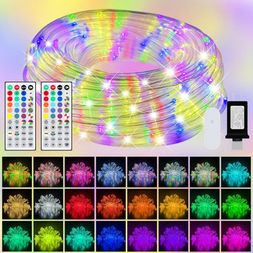 200ft Outdoor LED Rope Lights, IP68 Waterproof 25 Color Changing String Lights with 149 Modes, Warm White&RGB Twinkle