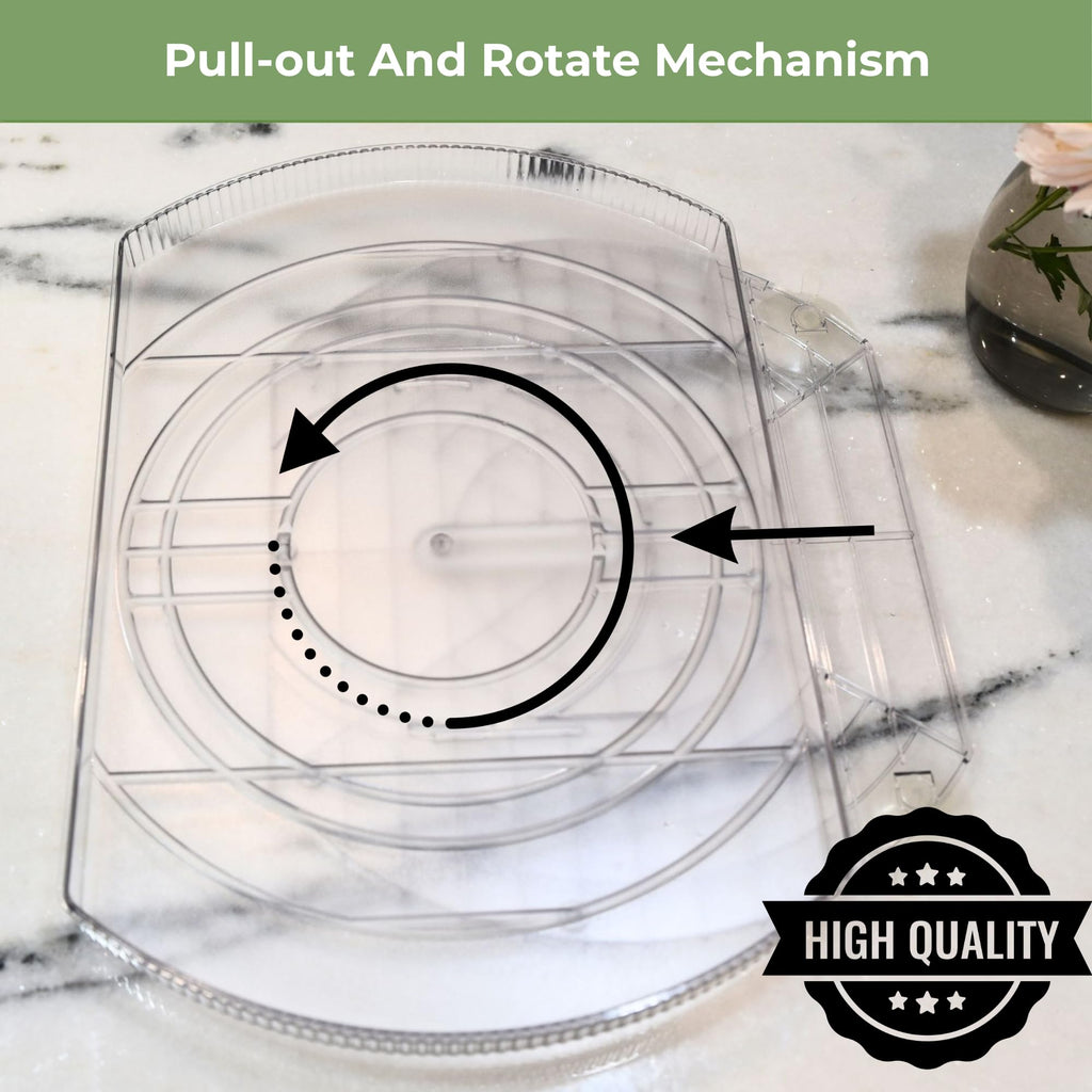 Rotating Lazy Susan for Refrigerator - Square Lazy Susan - Rectangular Fridge Lazy Susan Organizer - 360°