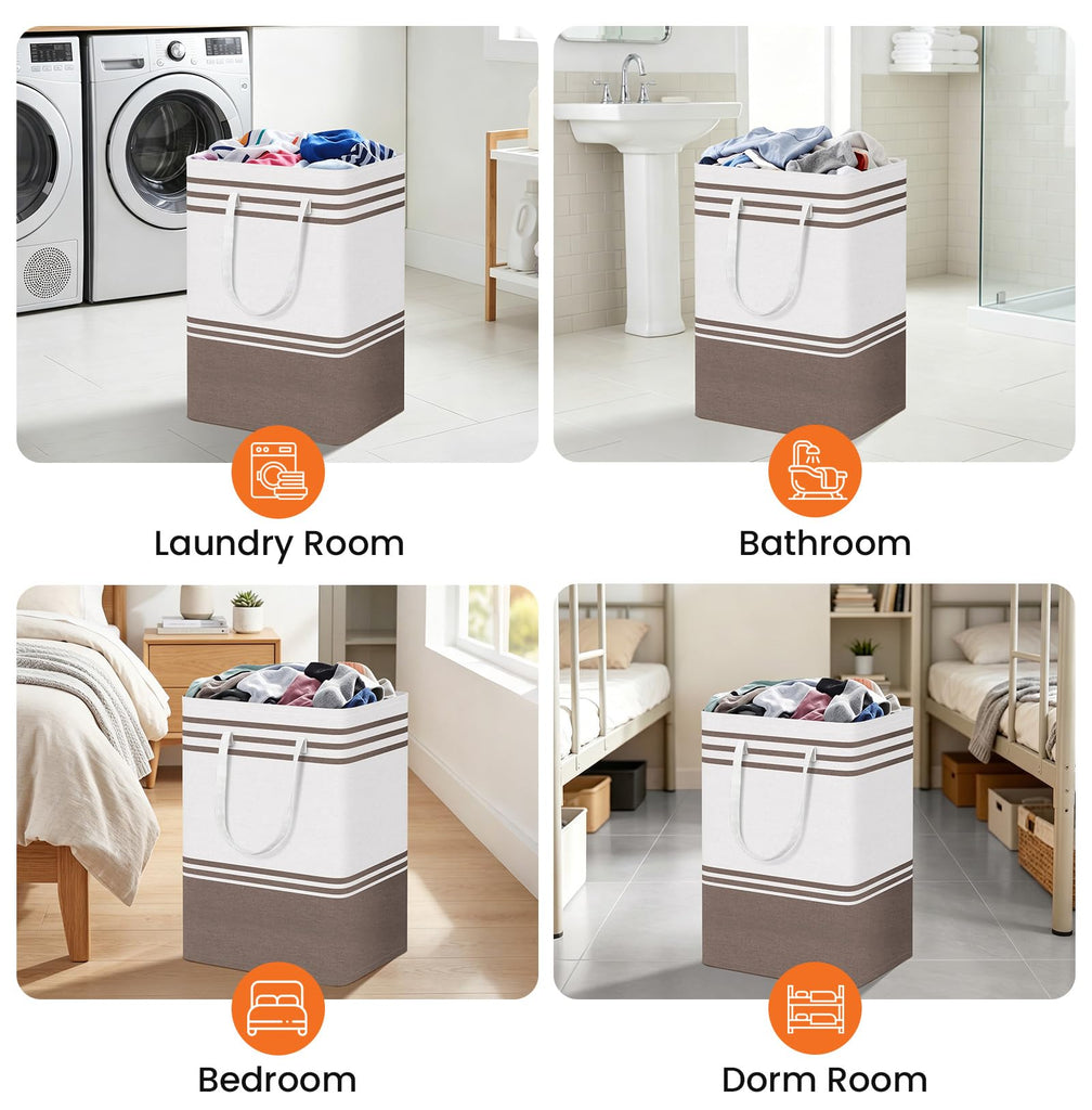 3-Pack Laundry Basket, Laundry Hamper, Khaki-75L