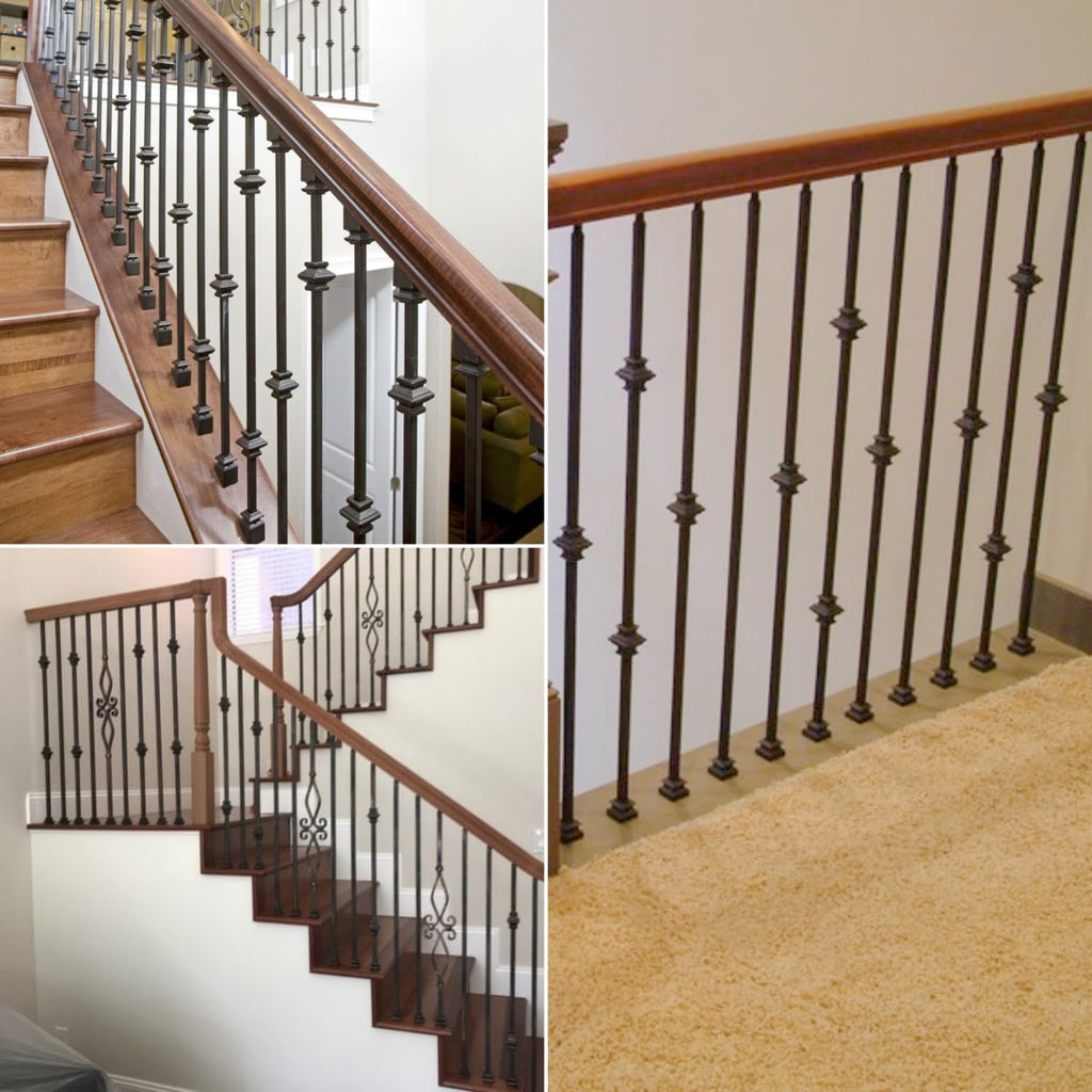 Staircase Iron Balusters (Box of 10) Stair Spindles 1/2" Square Metal Balusters - Hollow Single Knuckle Staircase