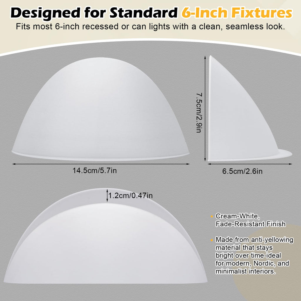 Stick-On Half Shades for Recessed Ceiling Lights - Glare Blocker & Light Diffuser Covers, Easy Installation
