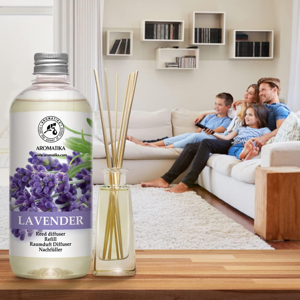 Lavender Reed Diffuser Refill 17 Fl Oz - 500ml - Lavanda Refill - Wardrobe Freshener - Home Fragrance Oil - Air - Set of 17