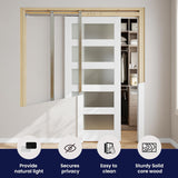 Sliding Pocket Door 24" x 80", 5-Panel Frosted Glass Panel with Soft Close Pocket Door Frame Kit, In