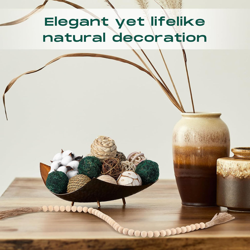 3.15 and 1.97 Inch Decorative Balls, 20.9 Inch Garland Wood Beads Rattan Wicker Balls with Spheres Orbs Filler - Set of 25