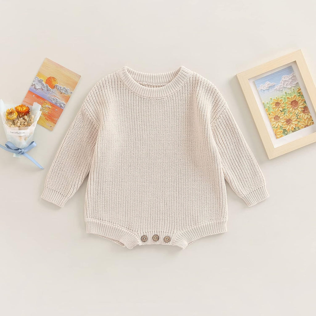 Baby Romper Sweater Embroidery Knit Pullover Warm Sweatshirt Romper Fall Winter Clothes