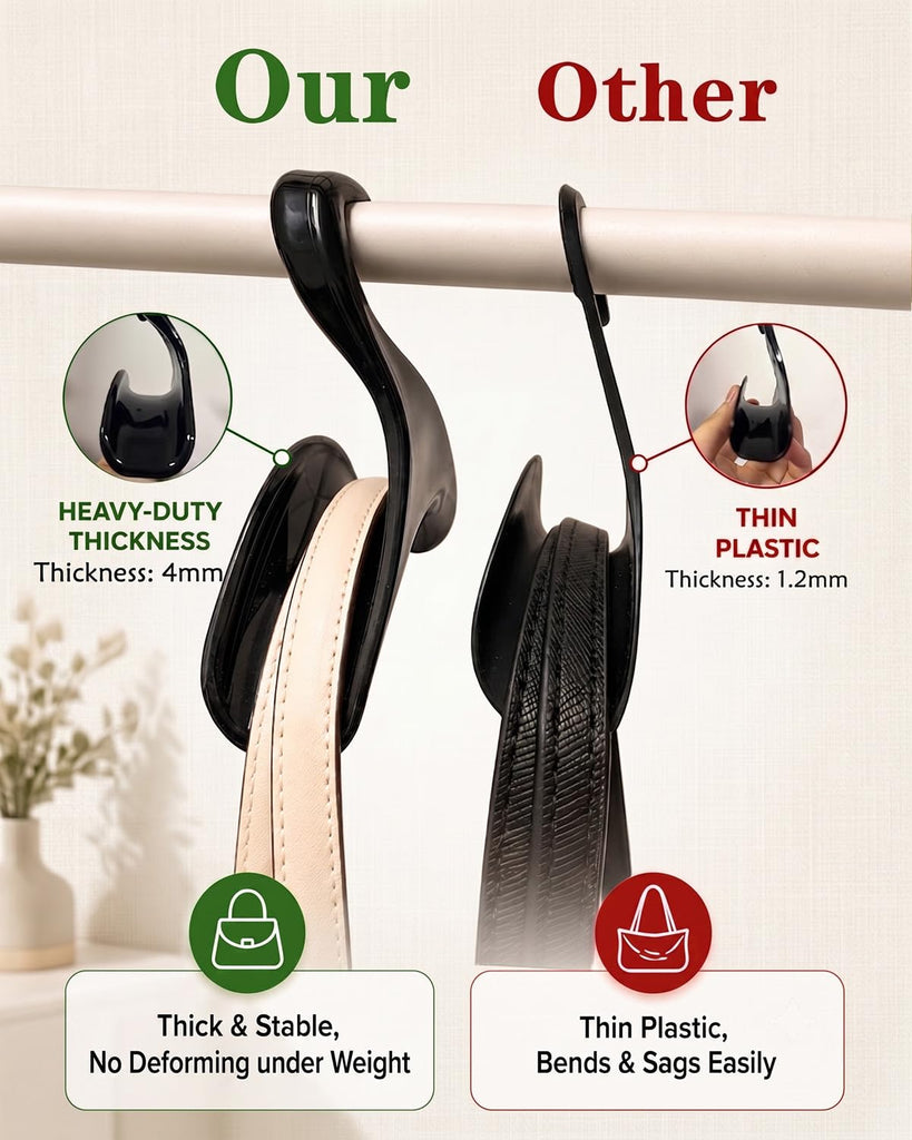 Purse Hanger, 11PCS Bag Hanger Keychains Set Purse Holder for Closet Black