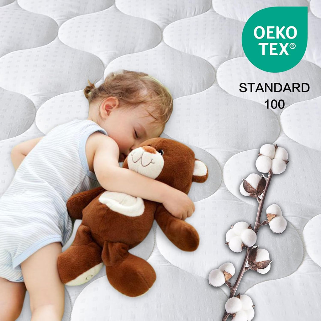 Cotton King Mattress Pad Fitted Quilted Mattress Cover Pillow Top Mattress Topper Cooling Soft Breathable Mattress