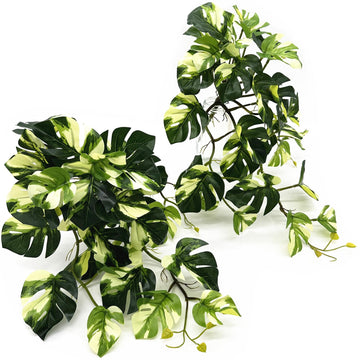 Fake Plants Hanging Small Faux Potted Ivy Vine Artificial Monstera Mini Faux Tropical Plants Greenery Office Table