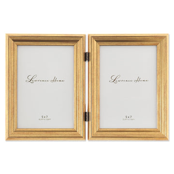 5x7 Hinged Double Sutter Burnished Gold Picture Frame