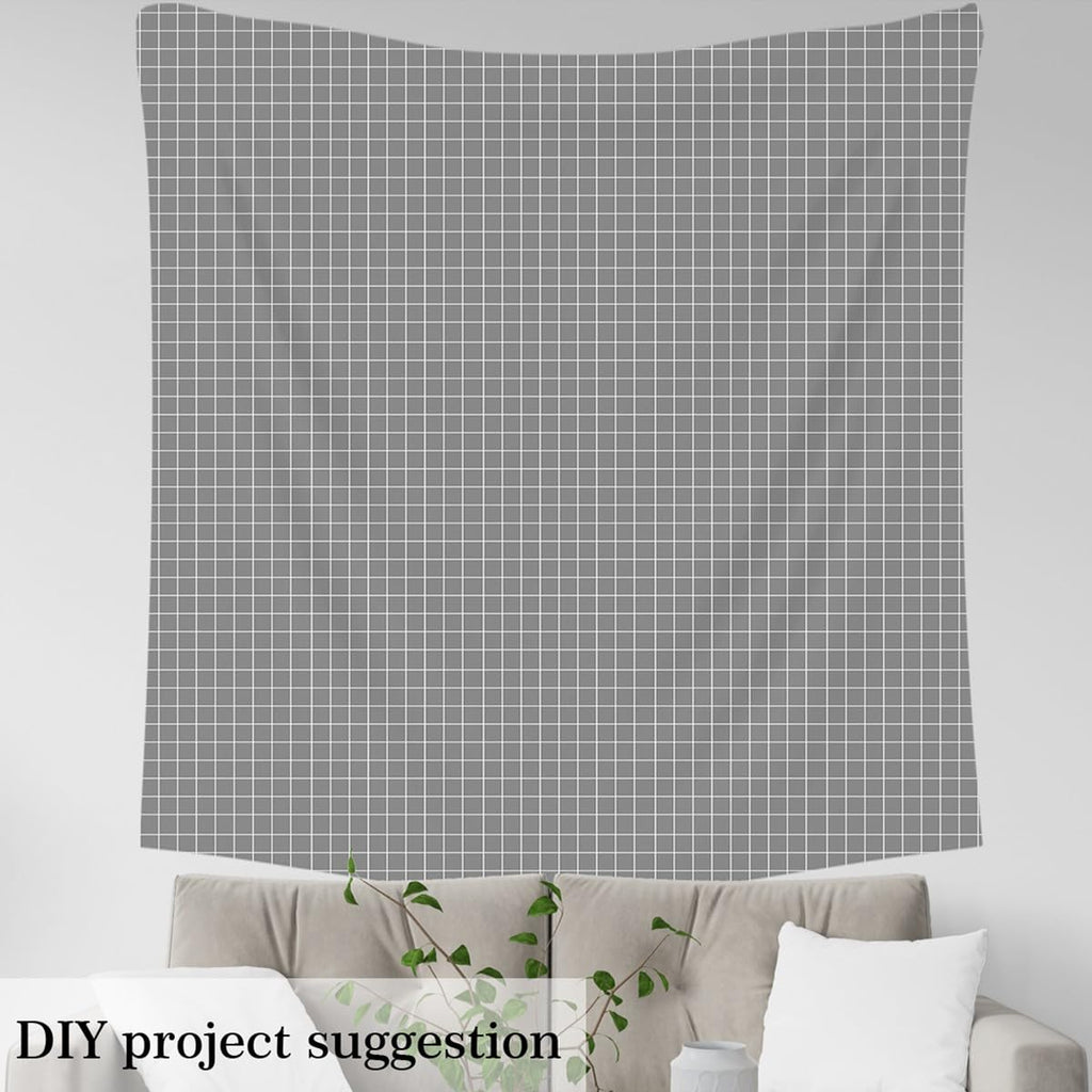 Grey Plaid Fabric by The Yard, White Stripes Line Decor Fabrics for Sewing Lovers, Modern Simple Style Fabric for DIY