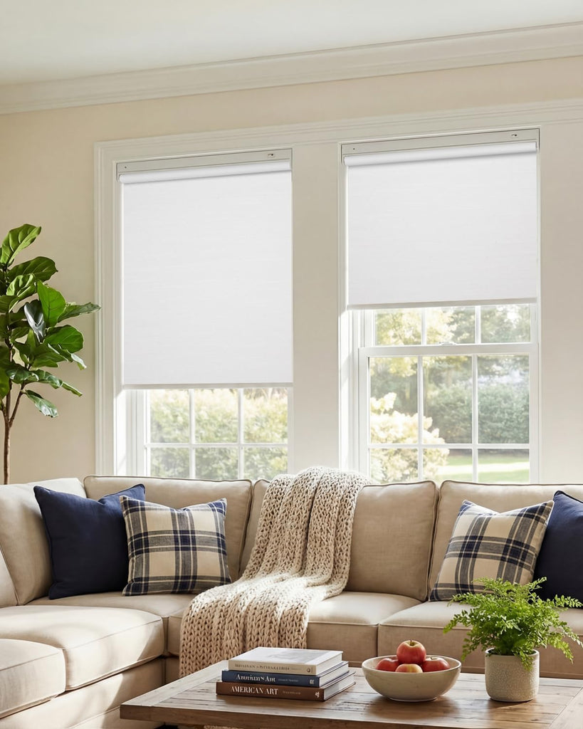 No-Drill Motorized Blinds with Remote, Blackout Roller Shades | Rechargeable Shades for Windows, Electric Automatic