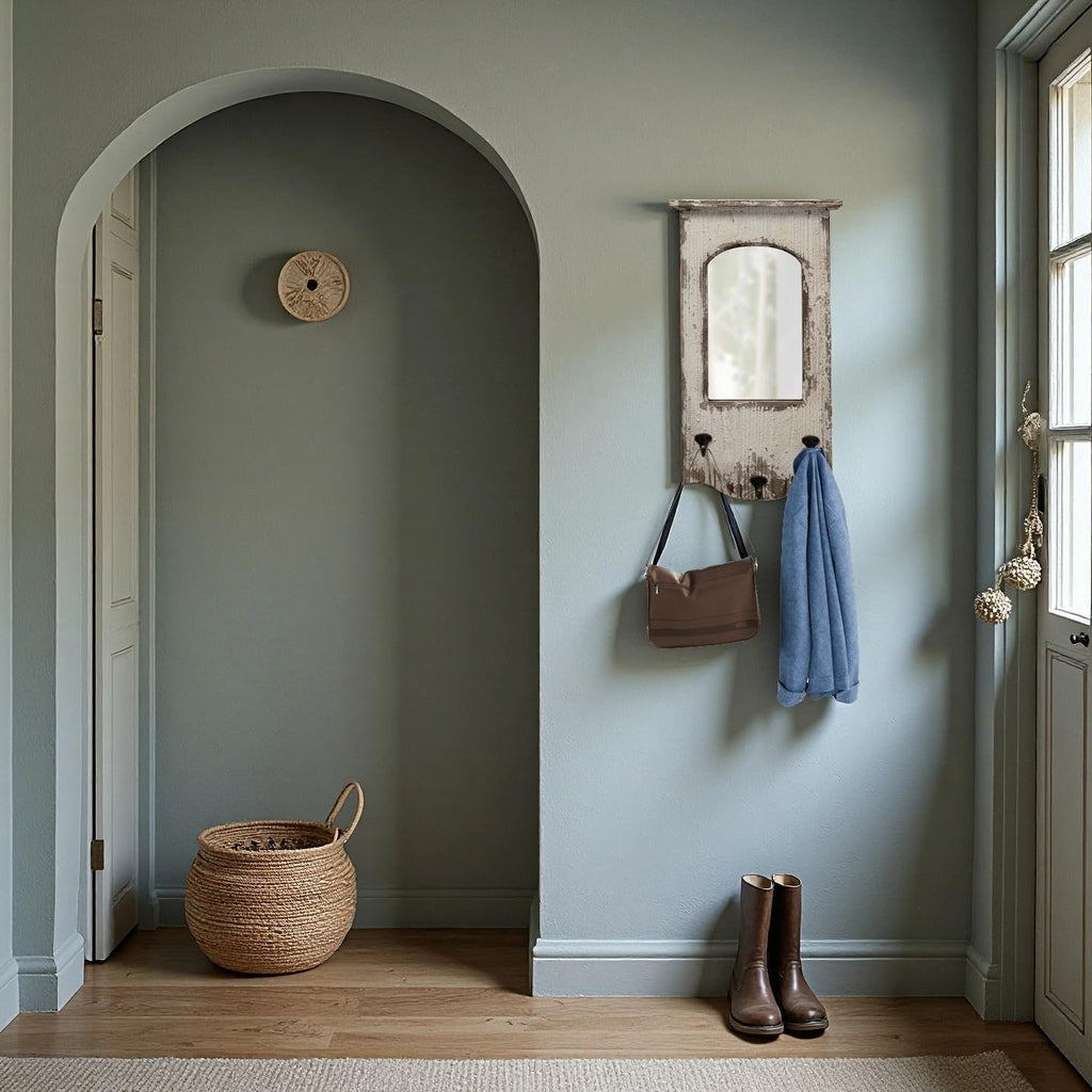 Farmhouse Entry Way Mirrors for Wall with 3 Metal Hooks