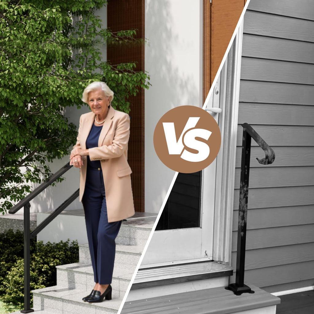 Hand Rails for Outdoor Steps, 4-5 Step Railing for Stairs, Adjustable Porch Railing, Hand Rails for Seniors, Outdoor Deck