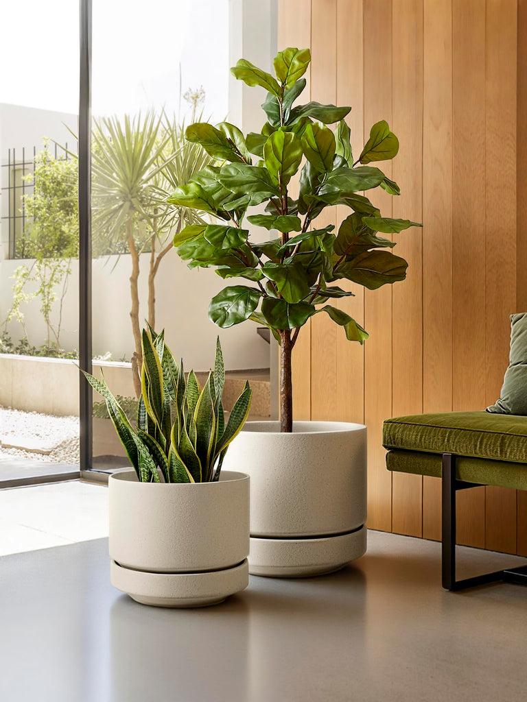 12 Inch Pots for Plants with Saucer, Ceramic Indoor Planter Pot for Plants with Drainage Hole, Mesh Pad Included
