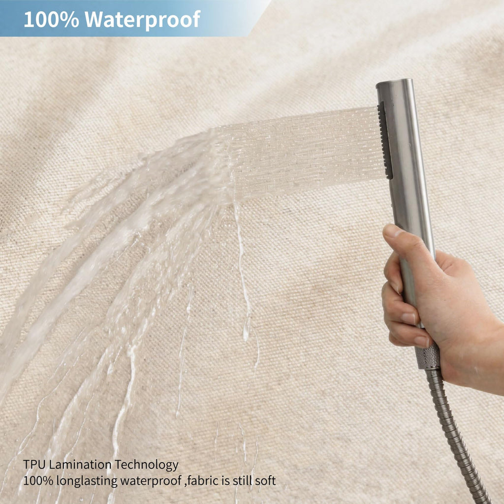 Extra Long Fabric Shower Curtain, No Liner Needed, 72x96, Ivory/Cream