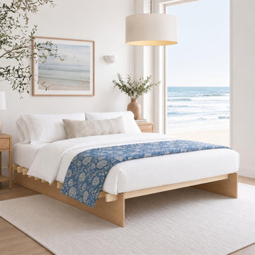 Wood King Platform Bed Frame, 3 Min Tool Free Assembly
