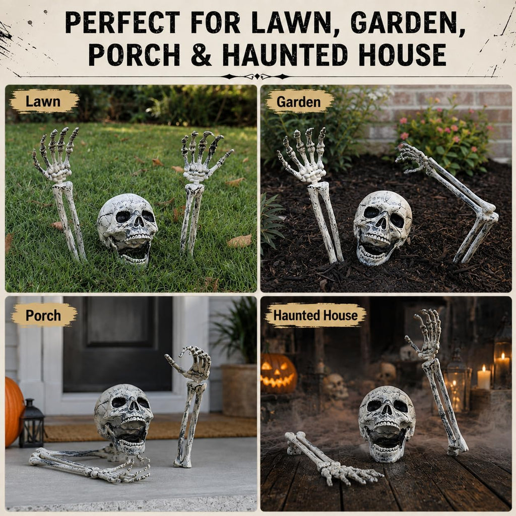 Realistic Skeleton Yard Stakes, Halloween Decorations Outdoor - Set of 3