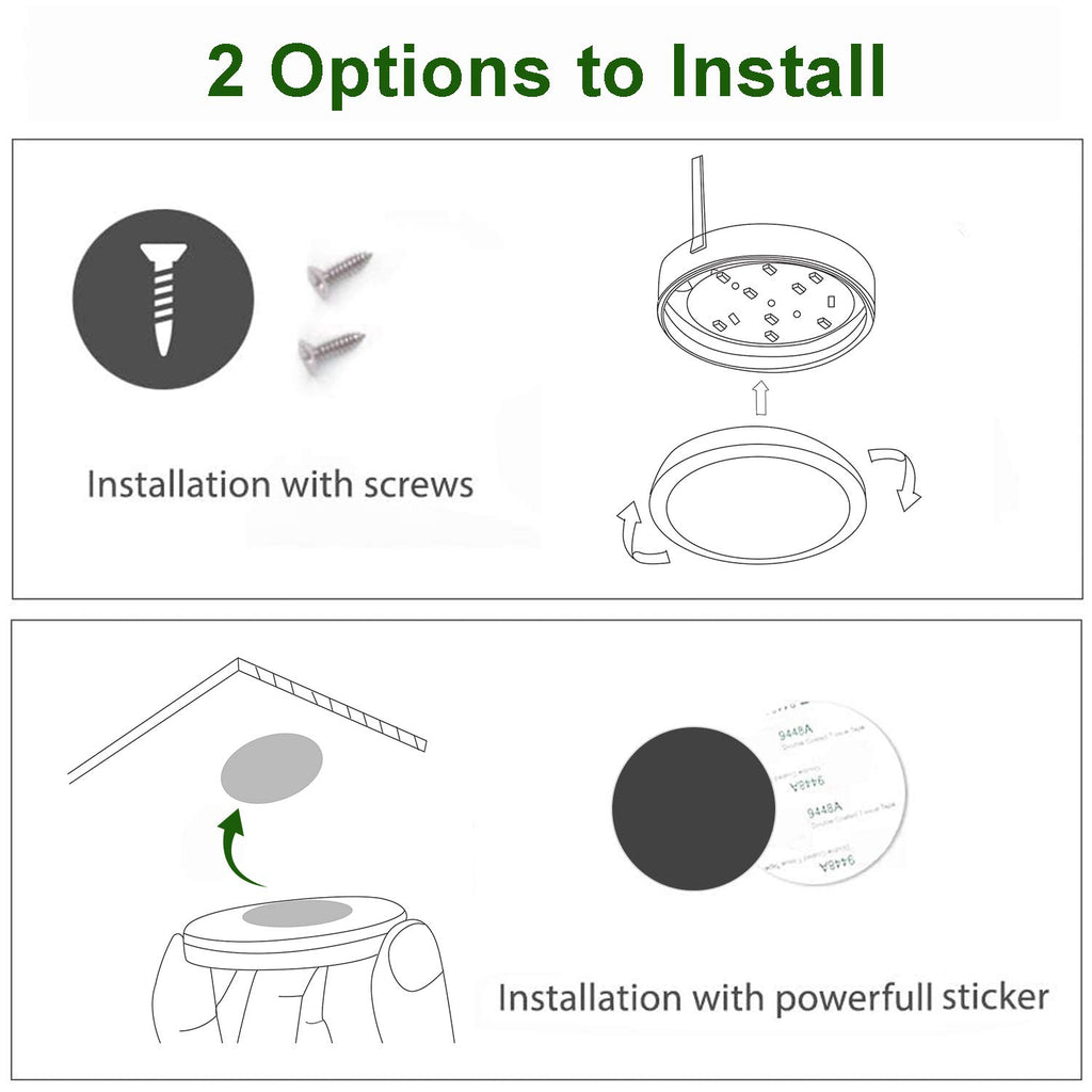 Under Cabinet LED Black Cover Puck Lighting Kit with Touch Dimmer Switch Cupboard Closet Lighting (3 Lights,Warm