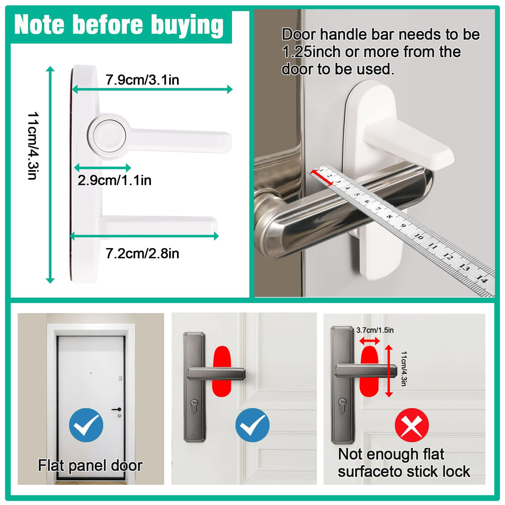 Child Proof Door Lever Lock,ABS with 3M Adhesive Backing,2 Pack