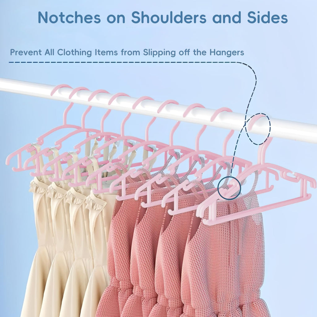 Baby Hangers, 100Pack Kids Hangers Plastic Baby Clothes Hanger for Closet - 10.2 Inch for Infant Child Children