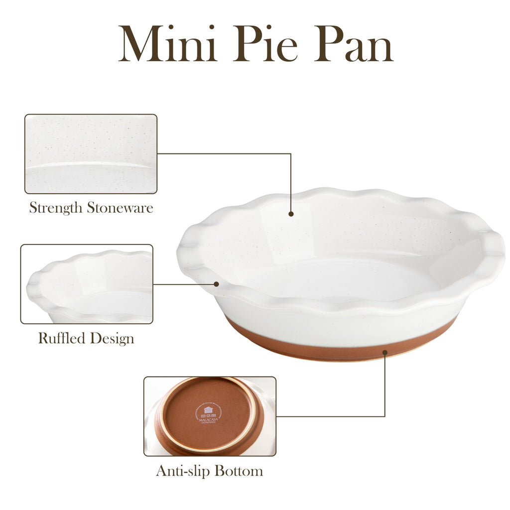 Ceramic Mini Pie Pans Set of 6, 6 Inch Pie Plates for Baking with Ruffled Edge, Small Quiche Baking Dish Pans Tart