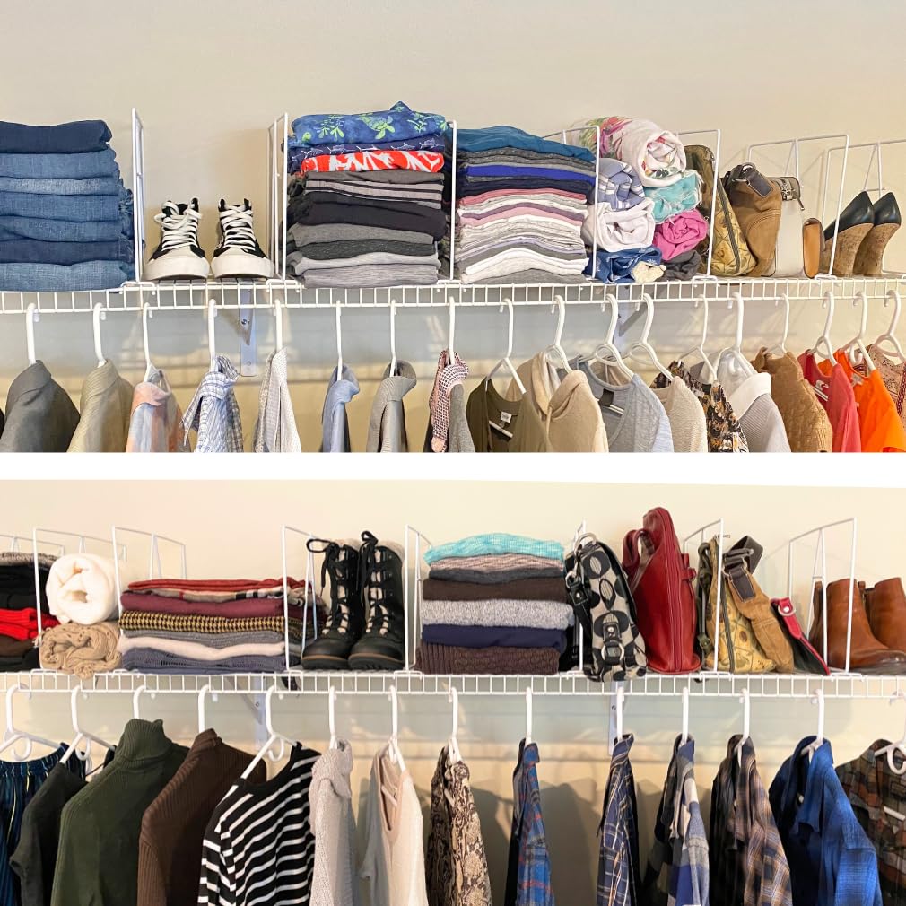 10-Pack Wire Shelf Dividers, Clip-On Closet Organizers, Tall Steel