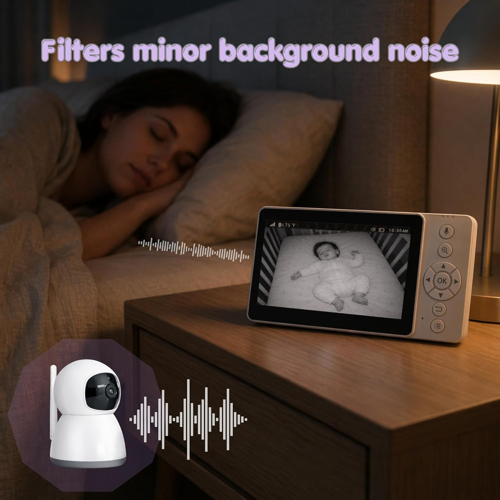 5" 720P HD Video Baby Monitor with Camera and Audio, No WiFi, No App