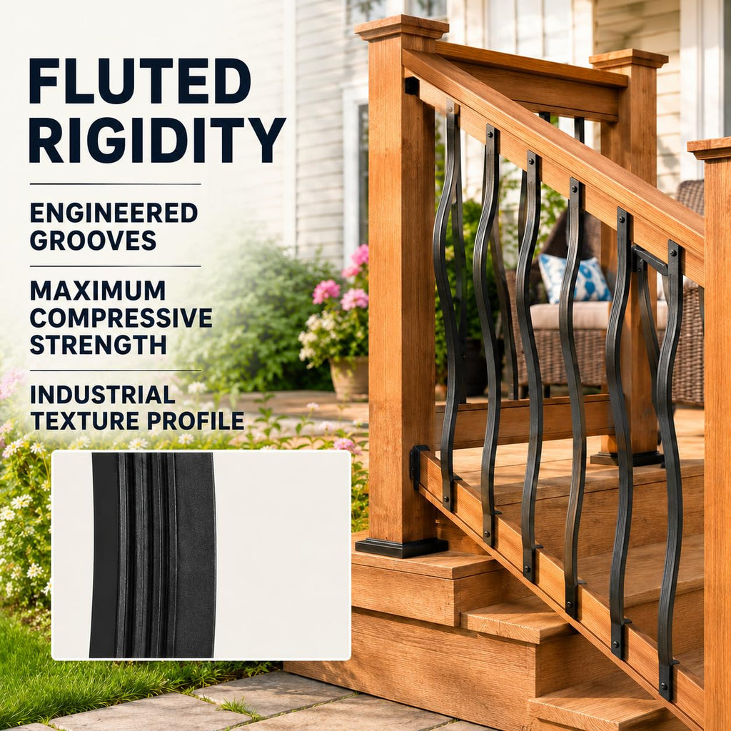 25 Pack 32.25 Inch Curved Black Aluminum Deck Balusters