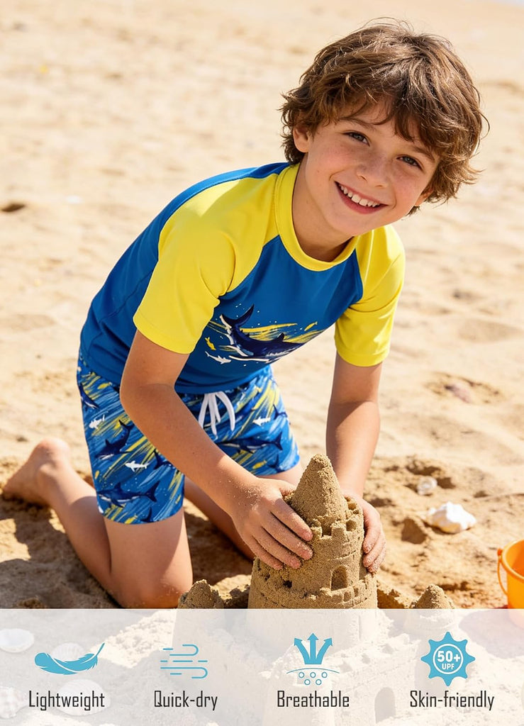 Boys Swim Set Rash Guard Swimsuits Two Piece