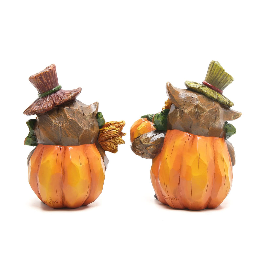 Fall Thanksgiving Pumpkin Figurines, Owl Harvest Decor