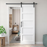 30x84 inch White Barn Door with 5.5FT Sliding Door Hardware Kit Included & Handle,Solid,MDF, PVC Sur